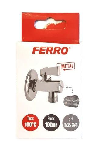 Corner valve with filter, metal lever, CR cap